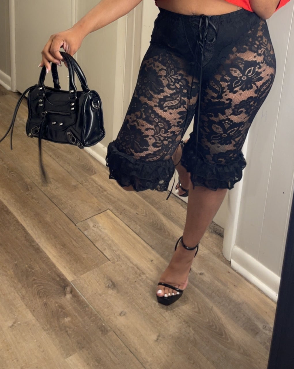 Luxury lace capris pants